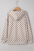 Relaxed Fit Checkerboard Print Lantern Sleeve Hoodie