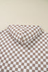Relaxed Fit Checkerboard Print Lantern Sleeve Hoodie
