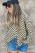 Relaxed Fit Checkered Pattern Woven Button Down Shirt