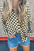Relaxed Fit Checkered Pattern Woven Button Down Shirt