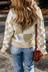 Relaxed Fit Checkered Print Crew Neck Knit Sweater