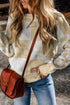 Relaxed Fit Checkered Print Crew Neck Knit Sweater