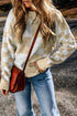 Relaxed Fit Checkered Print Crew Neck Knit Sweater