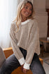 Relaxed Fit Chevron Pattern Crew Neck Sweater