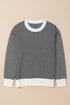 Relaxed Fit Chevron Pattern Crew Neck Sweater