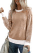 Relaxed Fit Chevron Pattern Crew Neck Sweater