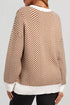 Relaxed Fit Chevron Pattern Crew Neck Sweater
