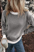Relaxed Fit Chevron Pattern Crew Neck Sweater