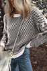 Relaxed Fit Chevron Pattern Crew Neck Sweater