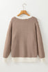 Relaxed Fit Chevron Pattern Crew Neck Sweater