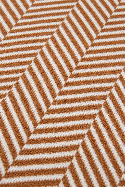 Relaxed Fit Chevron Pattern Crew Neck Sweater