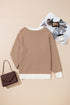 Relaxed Fit Chevron Pattern Crew Neck Sweater