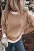 Relaxed Fit Chevron Pattern Crew Neck Sweater