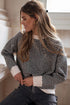 Relaxed Fit Chevron Pattern Crew Neck Sweater