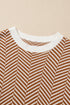 Relaxed Fit Chevron Pattern Crew Neck Sweater