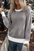 Relaxed Fit Chevron Pattern Crew Neck Sweater