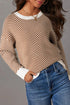Relaxed Fit Chevron Pattern Crew Neck Sweater