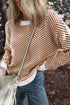 Relaxed Fit Chevron Pattern Crew Neck Sweater