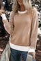Relaxed Fit Chevron Pattern Crew Neck Sweater