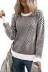 Relaxed Fit Chevron Pattern Crew Neck Sweater