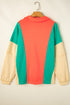 Relaxed Fit Collared V Neck Statement Panel Pullover