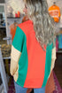 Relaxed Fit Collared V Neck Statement Panel Pullover