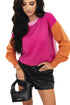 Relaxed Fit Color Block Crew Neck Sweater
