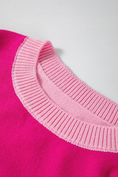 Relaxed Fit Color Block Crew Neck Sweater