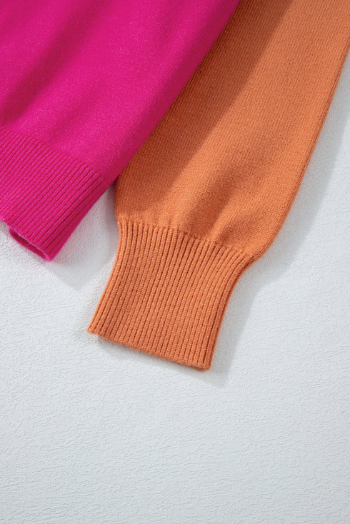 Relaxed Fit Color Block Crew Neck Sweater