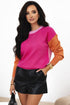 Relaxed Fit Color Block Crew Neck Sweater