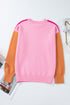 Relaxed Fit Color Block Crew Neck Sweater