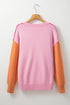 Relaxed Fit Color Block Crew Neck Sweater