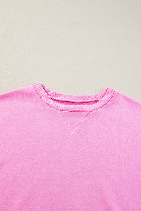Relaxed Fit Colorblock French Terry Crew Neck Top