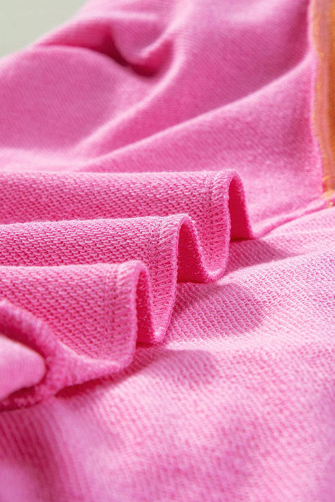 Relaxed Fit Colorblock French Terry Crew Neck Top