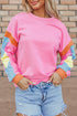 Relaxed Fit Colorblock French Terry Crew Neck Top
