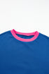 Relaxed Fit Contrast Ribbed Trim Pullover Sweatshirt