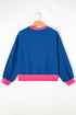 Relaxed Fit Contrast Ribbed Trim Pullover Sweatshirt