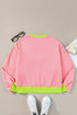 Relaxed Fit Contrast Ribbed Trim Pullover Sweatshirt