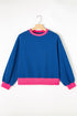 Relaxed Fit Contrast Ribbed Trim Pullover Sweatshirt