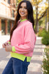 Relaxed Fit Contrast Ribbed Trim Pullover Sweatshirt