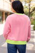 Relaxed Fit Contrast Ribbed Trim Pullover Sweatshirt