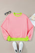 Relaxed Fit Contrast Ribbed Trim Pullover Sweatshirt