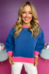 Relaxed Fit Contrast Ribbed Trim Pullover Sweatshirt