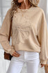 Relaxed Fit Corded Floral Detail Crew Neck Pullover