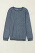 Relaxed Fit Corded Knit Crew Neck Pullover Sweatshirt