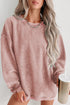 Relaxed Fit Corded Knit Crew Neck Pullover Sweatshirt
