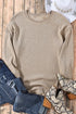 Relaxed Fit Corded Knit Crew Neck Pullover Sweatshirt