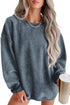 Relaxed Fit Corded Knit Crew Neck Pullover Sweatshirt