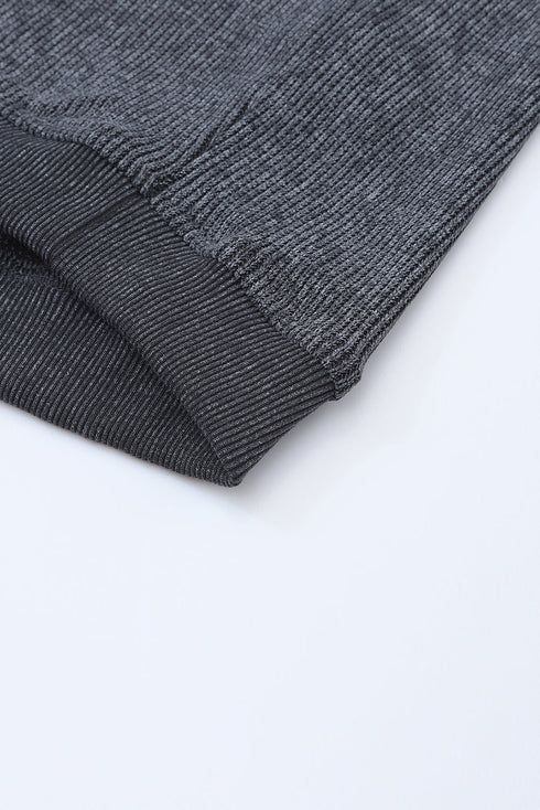 Relaxed Fit Corded Knit Crew Neck Pullover Sweatshirt
