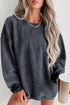 Relaxed Fit Corded Knit Crew Neck Pullover Sweatshirt